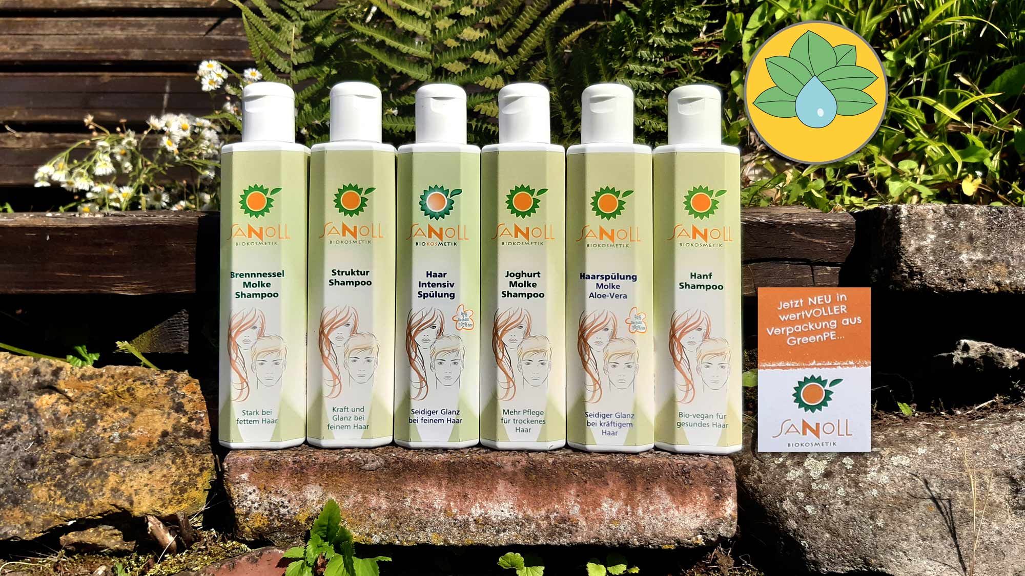 Sanoll BioKosmetik Struktur Shampoo, Haar Intensiv Spülung, Jogurt Molke Shampoo, Aloe-Vera, Hanf Shampoo